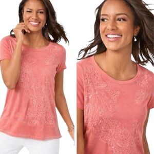Chico’s Coral Textured Tee